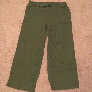 Women’s Old Navy High-Waisted Wide-Leg Linen Pants, Medium, Color: Hunter Pines
